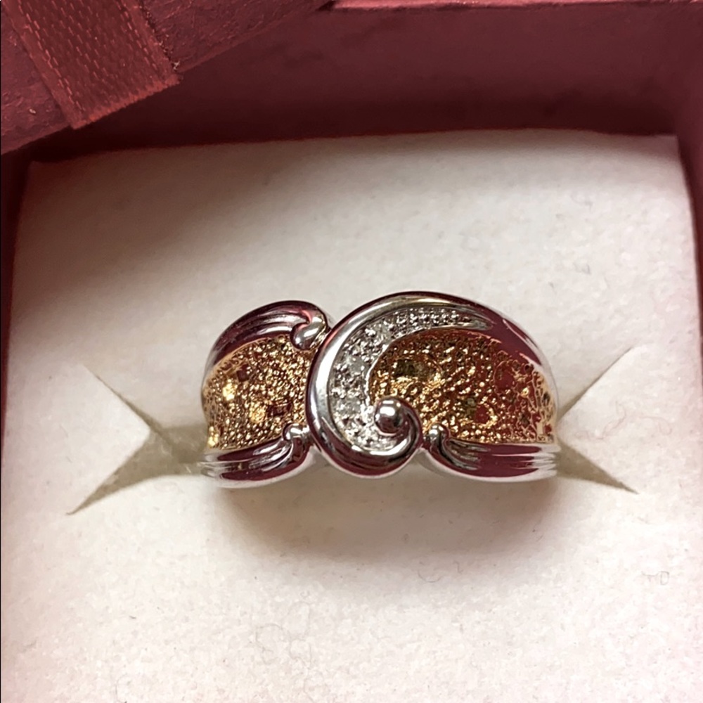 Sterling Two Toned Crystal Ring